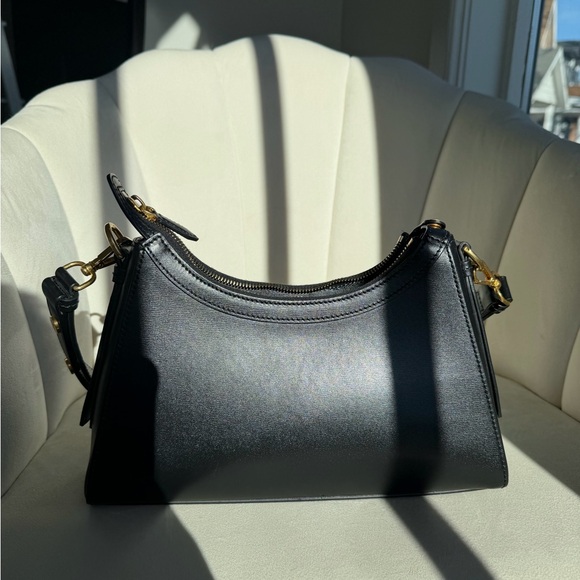 Balmain Black Leather Shoulder Bag with Gold B Logo - Picture 3 of 4